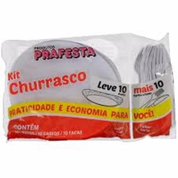 Imagem de Kit Churrasco descartável com pratos garfos e facas Prafesta