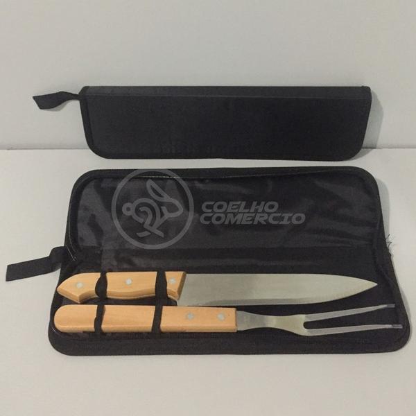 Kit Churrasco Gourmet Profissional 2 Peças Aço Inox Faca e Garfo 13" Polegadas + Capa de Proteção - Smart Bracelet Imagem de Kit Churrasco Gourmet Profissional 2 Peças Aço Inox Faca e Garfo 13" Polegadas + Capa de Proteção