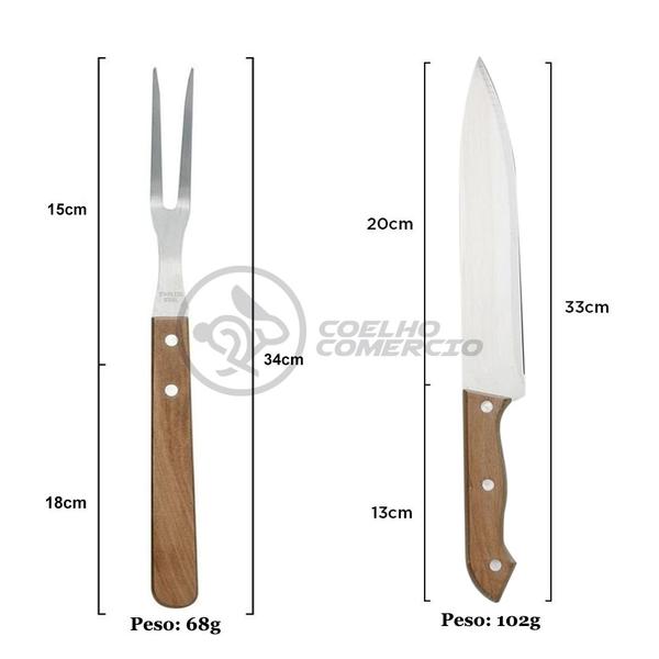 Kit Churrasco Gourmet Profissional 2 Peças Aço Inox Faca e Garfo 13" Polegadas + Capa de Proteção - Smart Bracelet Imagem de Kit Churrasco Gourmet Profissional 2 Peças Aço Inox Faca e Garfo 13" Polegadas + Capa de Proteção