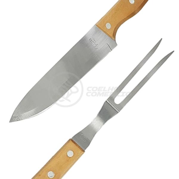 Kit Churrasco Gourmet Profissional 2 Peças Aço Inox Faca e Garfo 13" Polegadas + Capa de Proteção - Smart Bracelet Imagem de Kit Churrasco Gourmet Profissional 2 Peças Aço Inox Faca e Garfo 13" Polegadas + Capa de Proteção