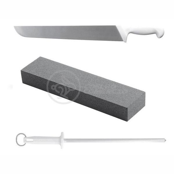 Imagem de Kit Churrasco Gourmet Profissional 3 Peças Faca 10" Polegadas + Chaira 10" Polegadas + Pedra