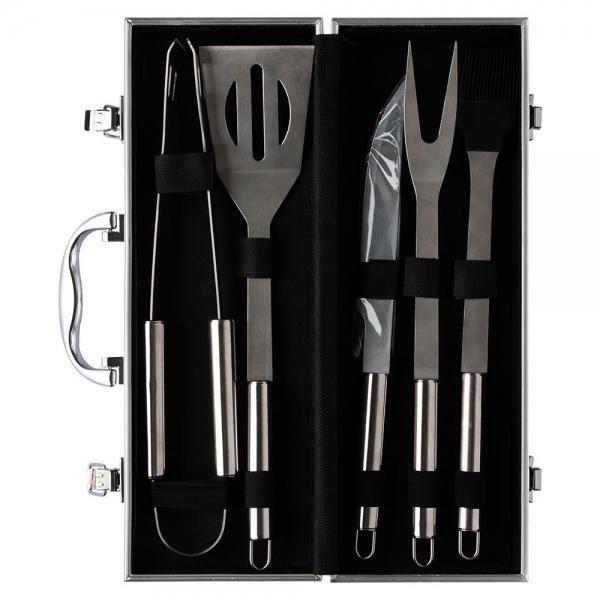 Imagem de Kit Churrasco Inox 5 Pecas Com Maleta Clink