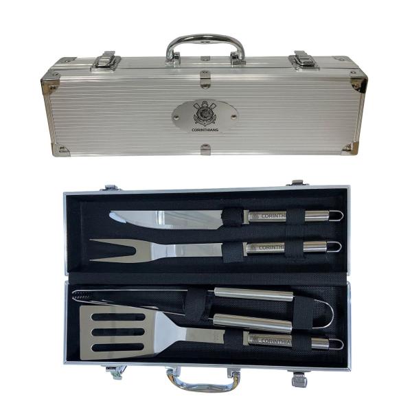 Imagem de Kit Churrasco Inox c/ 4 Peças SCCP Corinthians Licenciado