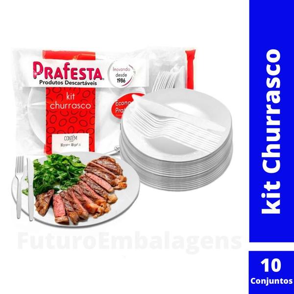 Kit Churrasco Master Premium Luxo Cristal Serve 10 Pessoas Garfo+Faca+Prato x 10 - PRAFESTA Imagem de Kit Churrasco Master Premium Luxo Cristal Serve 10 Pessoas Garfo+Faca+Prato x 10