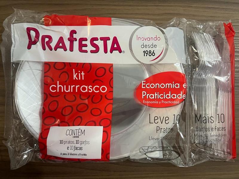 Kit Churrasco Master Premium Luxo Cristal Serve 10 Pessoas Garfo+Faca+Prato x 10 - PRAFESTA Imagem de Kit Churrasco Master Premium Luxo Cristal Serve 10 Pessoas Garfo+Faca+Prato x 10