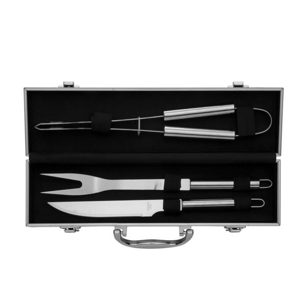 Kit Churrasco Ou Cozinha Com Maleta 3 Peças Em Aço Inox - XBZ Imagem de Kit Churrasco Ou Cozinha Com Maleta 3 Peças Em Aço Inox