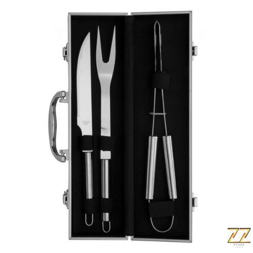 Kit Churrasco Ou Cozinha Com Maleta 3 Peças Em Aço Inox - XBZ Imagem de Kit Churrasco Ou Cozinha Com Maleta 3 Peças Em Aço Inox