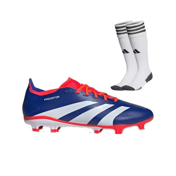 Imagem de Kit Chuteira Campo Adidas Predator League 24 Low + Meião Adidas Branco