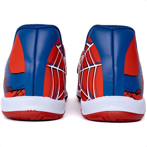 Imagem de Kit Chuteira Infantil Dray Marvel Indoor Futsal Quadra Sem Trava Homem Aranha Spider Man