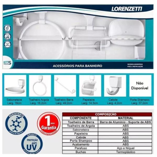 Imagem de Kit Chuveiro Loren Shower Branco + Torneira Cuba + Kit 5pcs