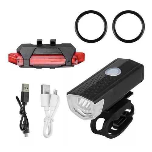 Imagem de Kit Ciclismo Bike Bicicleta Lanterna Farol Pisca Led  Usb Recarregável