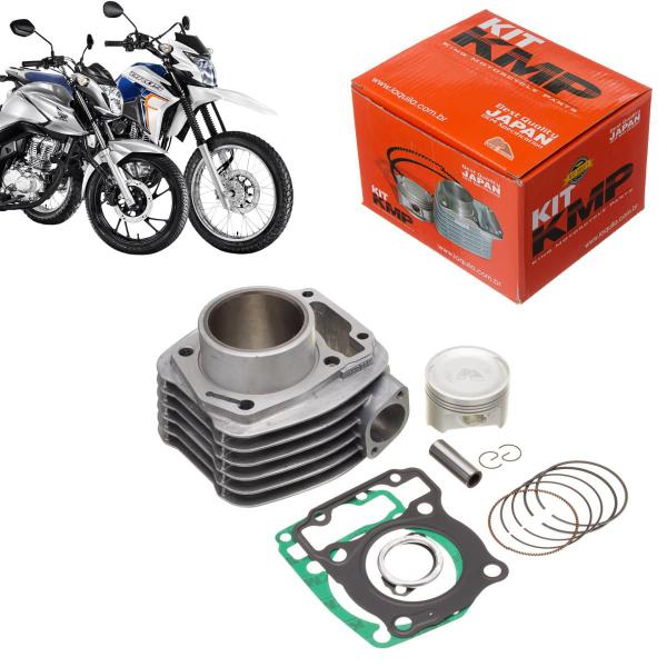 Imagem de Kit Cilindro Completo Pistão Anéis e Junta Kit A KMP Honda Cg 160 Titan Fan Bros Nxr 160