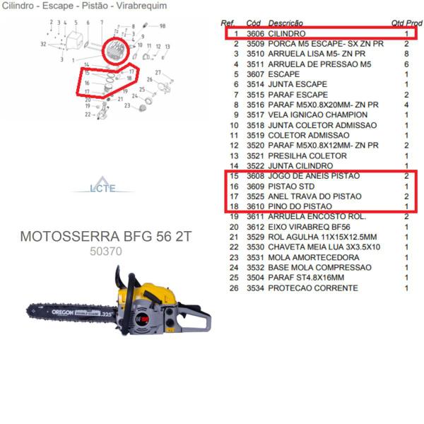 Imagem de KIT Cilindro da Motosserra BF 56 Buffalo - 11055