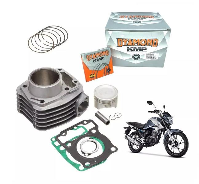 Imagem de Kit Cilindro Motor Kmp Dyamond + Juntas Kit A Cg Titan Fan Start Cargo Nxr Bros 160