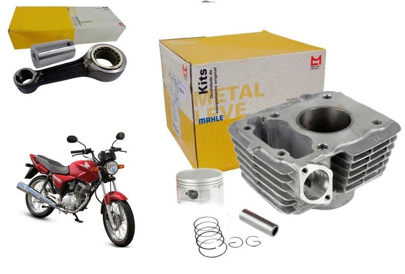 Imagem de Kit Cilindro Motor Pistão Anéis + Biela Metal Leve Mahle Cg Titan Fan Cargo Bros 150 Ks Es Esd Ex Flex Mix Cargo Ano 2004 Ate 2020