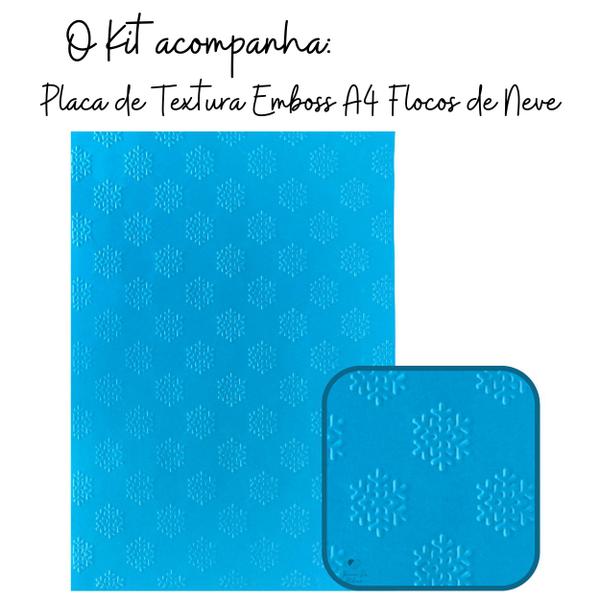 Imagem de Kit Cilindro Textura Relevo e Placa A4 Flocos Neve Scrapbook