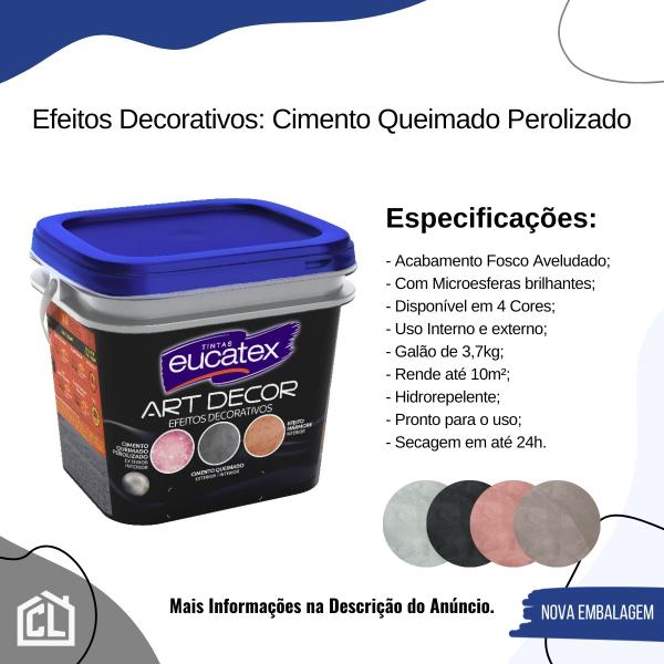 Imagem de Kit Cimento Queimado Art Decor Efeito Perolizado 3,7kg + Desempenadeira + Lixa