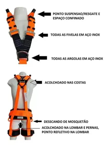 KIT Cinto de Segurança Tipo Paraquedista 7 pontos material em aço Inox. - SAFE CINTOS Imagem de KIT Cinto de Segurança Tipo Paraquedista 7 pontos material em aço Inox. - SAFE CINTOS