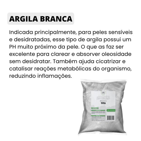 Imagem de Kit Clareador Natural Argila Branca 500g + Óleo de Rosa Mosqueta 30ml