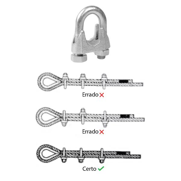 Imagem de Kit Clips Grampo Para Cabo de Aço 1'' 1,0010 (Com 5 Unidades) - Nord