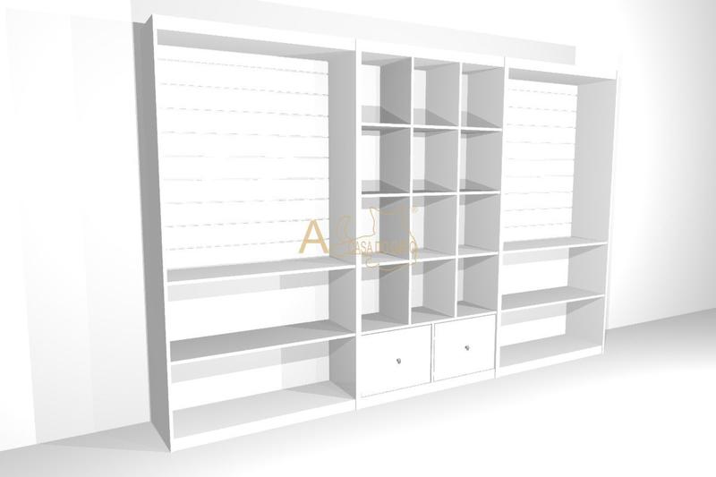 Imagem de Kit Closet Loja Armário Roupas Prateleira Canaletado Colmeia Gaveta MDF 279cm x 183cm x 32cm