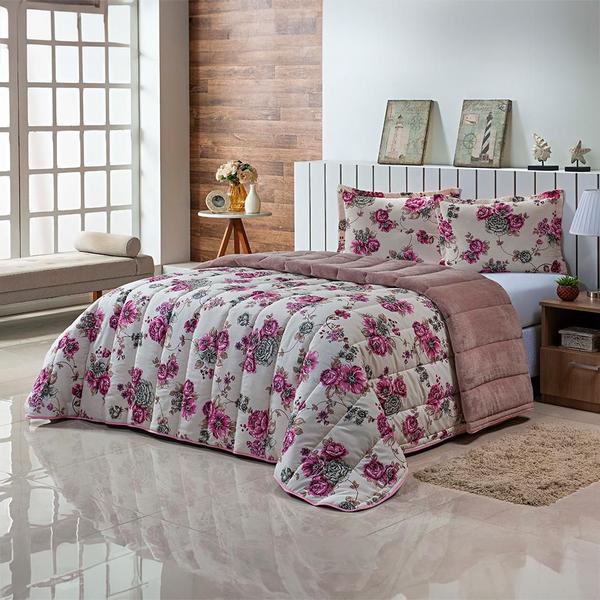 Kit Coberdrom Casal Queen 3 Peças Dupla Face 400 Fios Estampado Patchwork Roupa de Cama Pr... Kit Coberdrom Casal Queen 3 Peças Dupla Face 400 Fios Estampado Patchwork Roupa de Cama Pr...