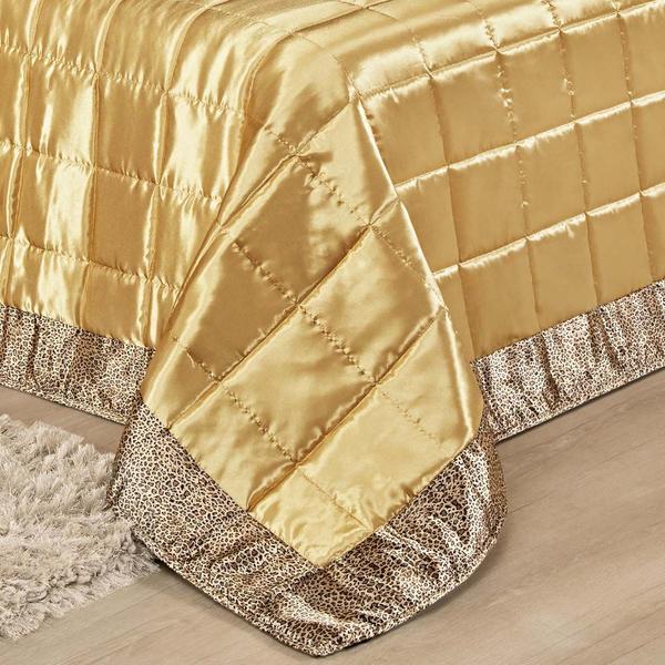 Imagem de Kit Cobre Leito África King Cetim Animal Print Charmousse 7 Peças - Dourado