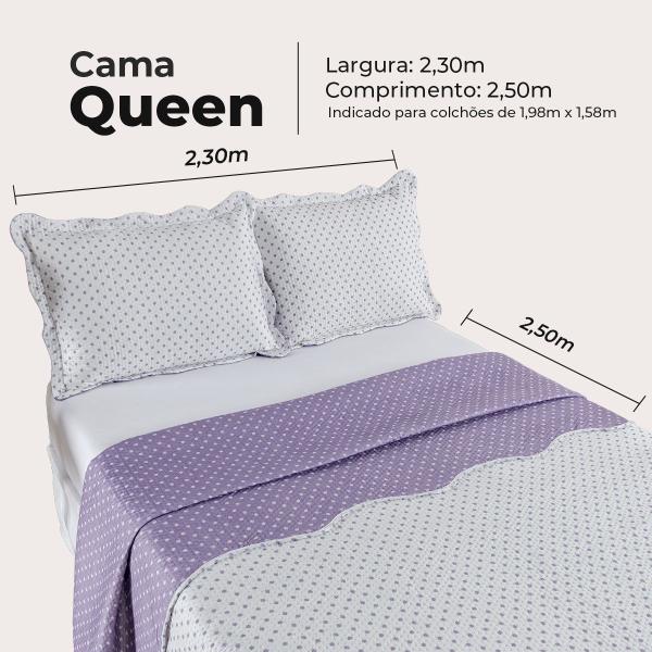 Imagem de Kit Cobre Leito Colcha Queen Bouti Dupla Face Estampado 3pçs