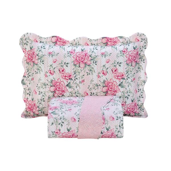 Kit Cobre Leito Colcha Solteiro 2 Peças Boutis Estampada Dupla Face Porta Travesseiro Aba ...