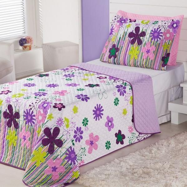 Imagem de Kit Cobre Leito Dupla Face Infantil  2 Pecas - Garden Lilas 