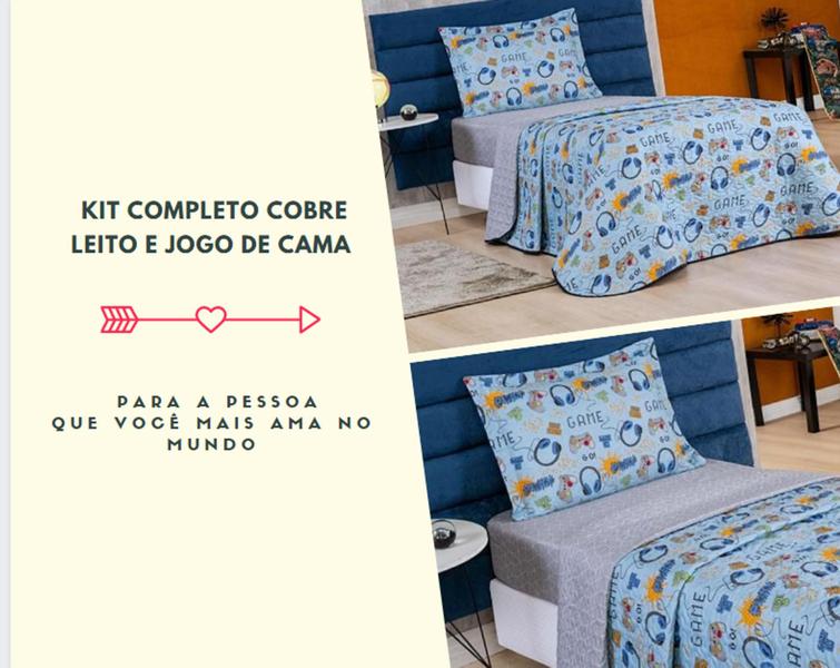 Imagem de Kit cobre leito e jogo de cama infantil  5 peças