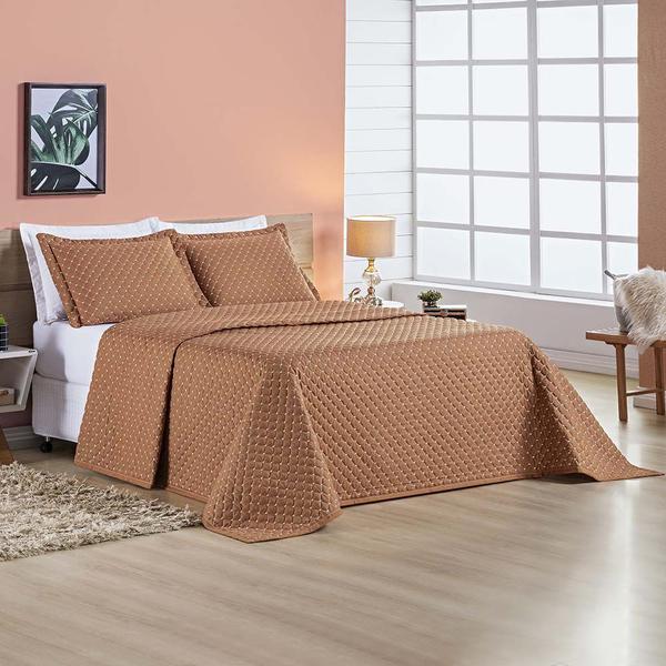 Imagem de Kit Cobre Leito Espanha Casal Padrão 03 Peças Micropercal 200 Fios Matelado White Line - Terracota