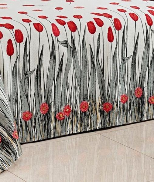 Imagem de Kit Cobre Leito Queen Bella Piquet 03 Peças - Tulipa Vermelho