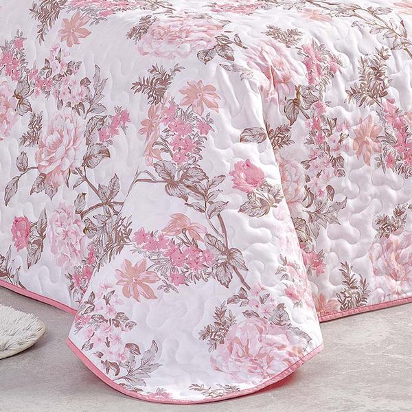 Imagem de KIt Cobre Leito Real Solteiro Dupla Face MicroPercal 200 Fios 02 Peças - Rosa Floral Serene