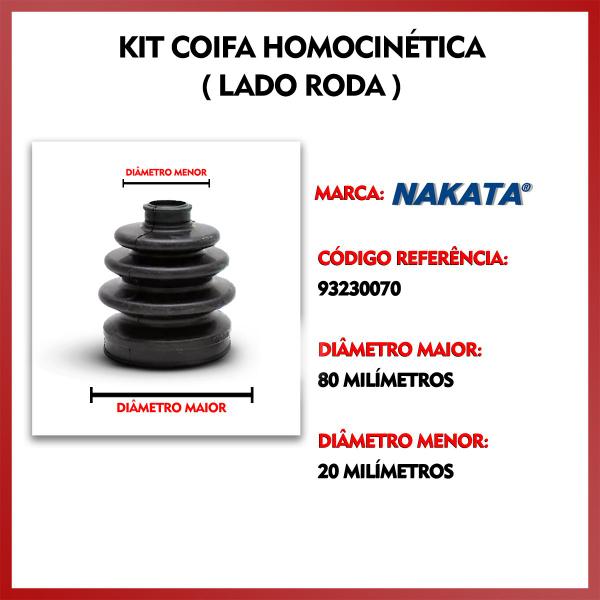 Imagem de Kit Coifa Borracha Graxa Abraçadeira Homocinética Original Nakata Lado Roda Chevrolet Prisma 2007 2008 2009 2010 2011