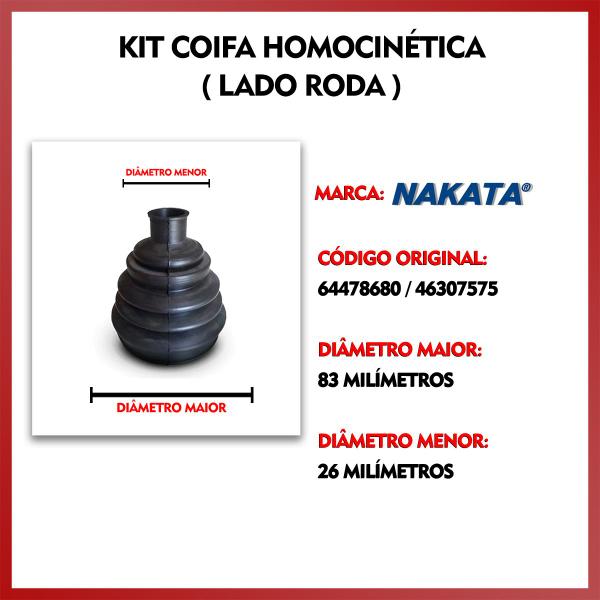 Imagem de Kit Coifa Borracha Graxa Abraçadeira Homocinética Original Nakata Lado Roda Fiat Palio 2012 2013 2014 2015 2016