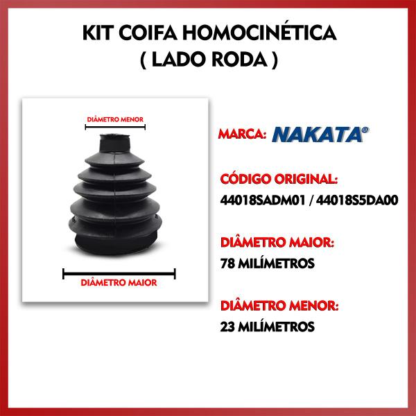 Imagem de Kit Coifa Borracha Graxa Abraçadeira Homocinética Original Nakata Lado Roda Honda Civic 2001 2002 2003 2004 2005 2006