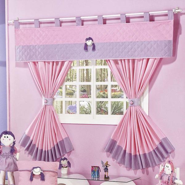 Imagem de Kit Colcha Boneca Sofie Solteiro 06 Peças C/ Cortina 2 Metros Quarto Infantil Completo Menina - Rosa