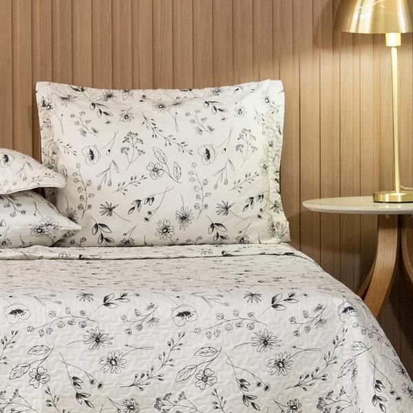 Imagem de Kit Colcha Cobre Leito 3 Peças Casal Queen Estampado 180 Fios Matelado Cama