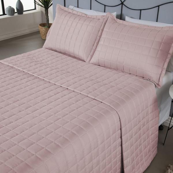 Imagem de Kit Colcha Cobre Leito Matelado King 3 Pçs Dupla Face Soft