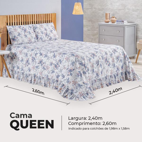 Imagem de Kit Colcha Cobre Leito Queen 400 Fios Toque Macio 3 Peças com Porta Travesseiro