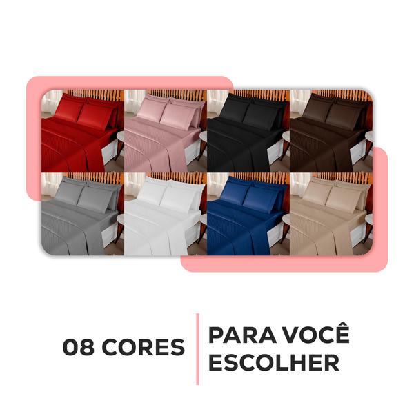 Imagem de Kit Colcha Cobre Leito Super King Size + Jogo de Lençol com Elastico e Fronhas - Roupa de Cama 6 Peças Liso