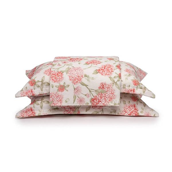 Kit Colcha Dohler Piquet Estampado Melina - 100% Algodão - Floral - Solteiro Imagem de Kit Colcha Dohler Piquet Estampado Melina - 100% Algodão - Floral - Solteiro