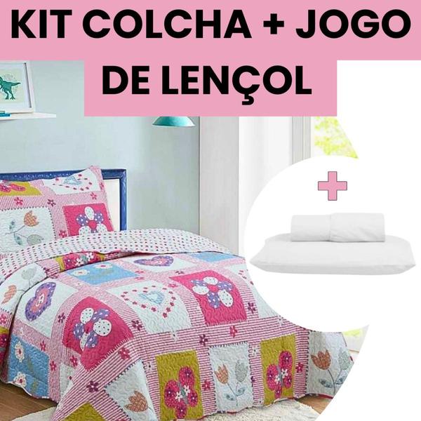 Imagem de Kit Colcha Infantil Para Menina Com Lençol Fronha Completo