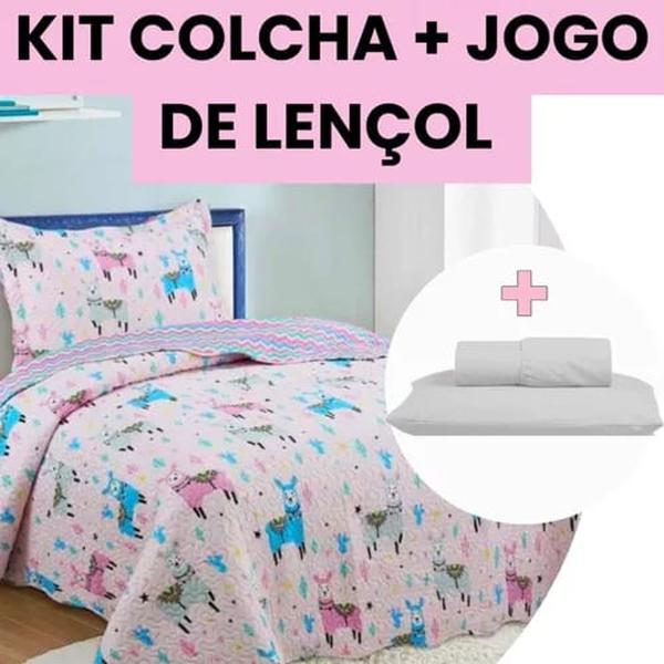 Imagem de Kit Colcha Infantil Para Menina Com Lençol Fronha Completo