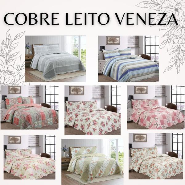 Imagem de Kit Colcha Jogo de Cama de Casal King Cobre Leito Toque Macio PatchworK Dupla Face 3 Peças Estampado