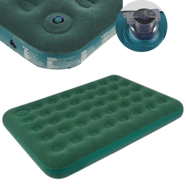 Imagem de Kit Colchao Inflavel Casal com Inflador de Pe + Bomba Manual 3 Adaptadores Camping Pesca