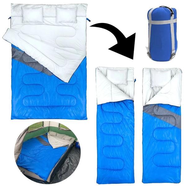 Imagem de Kit Colchao Inflavel Casal Star Ntk 300 Kg + Saco de Dormir 2 em 1 para Camping e Pesca  Nautika 