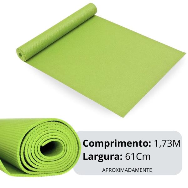 Imagem de Kit Colchonete 1,73m + Extensor Elastico 1 Via + Roda para Abdominal para Yoga / Pilates / Exercicios  Liveup Sports 