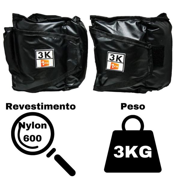 Imagem de Kit Colchonete Azul + Par de Caneleira 3Kg + kettlebell Pintado 20kg